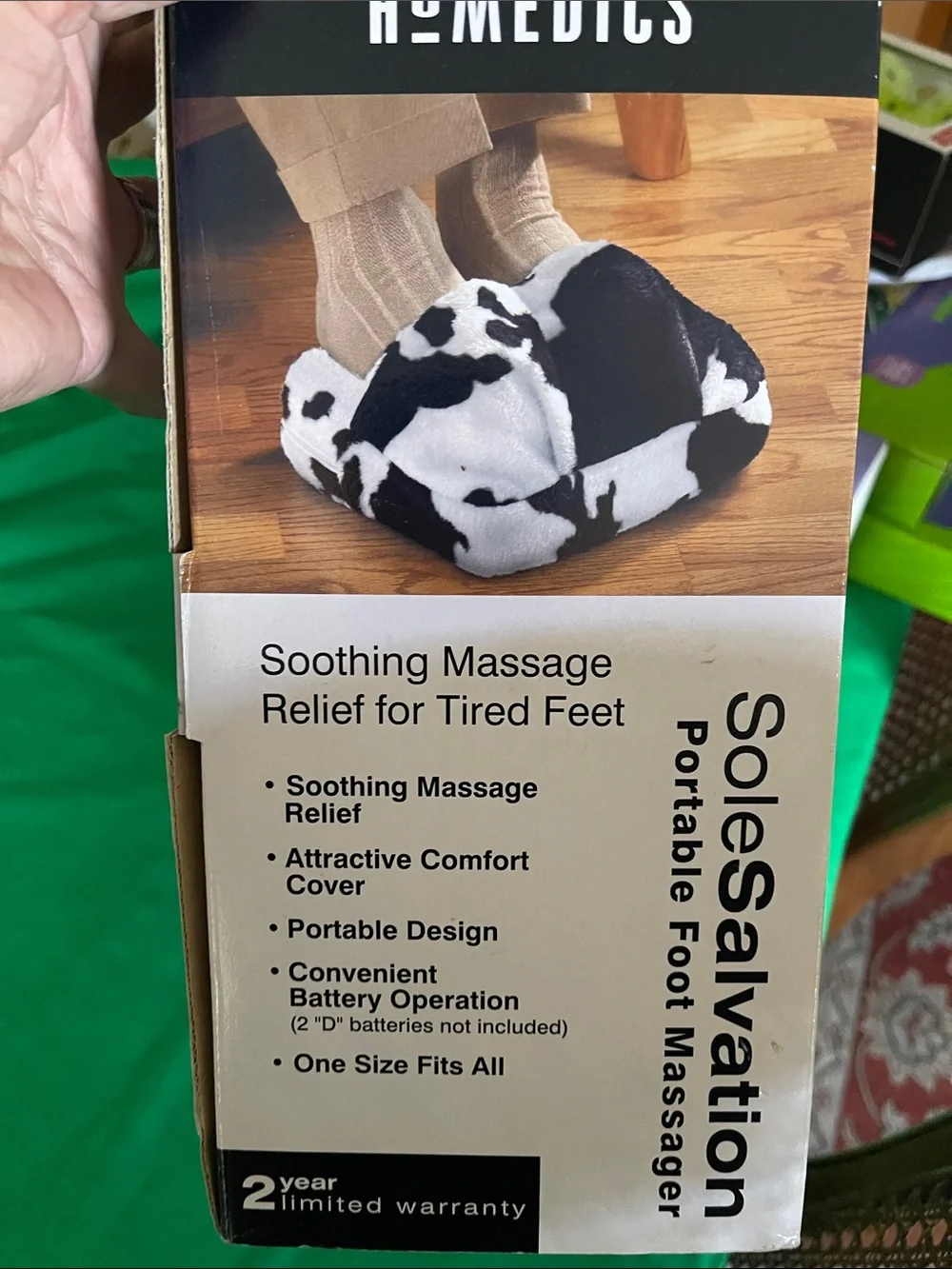 Homedics SoleSalvation Portable Foot Massager - Black & White Cow Print